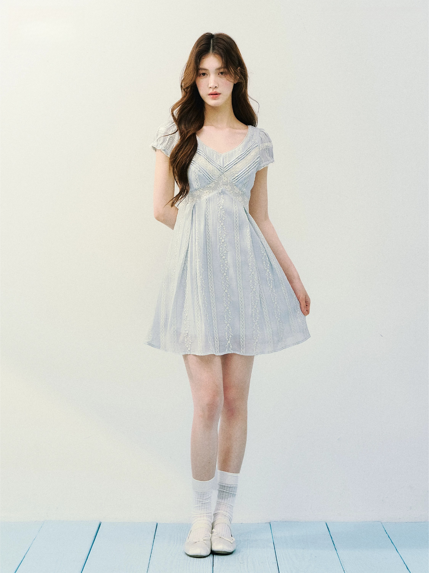 Vintage Lace Panel V-Neck Dress