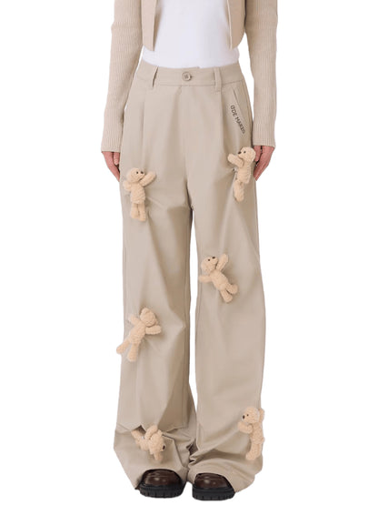 Multi-Bear Ruched Straight Cargo Pants