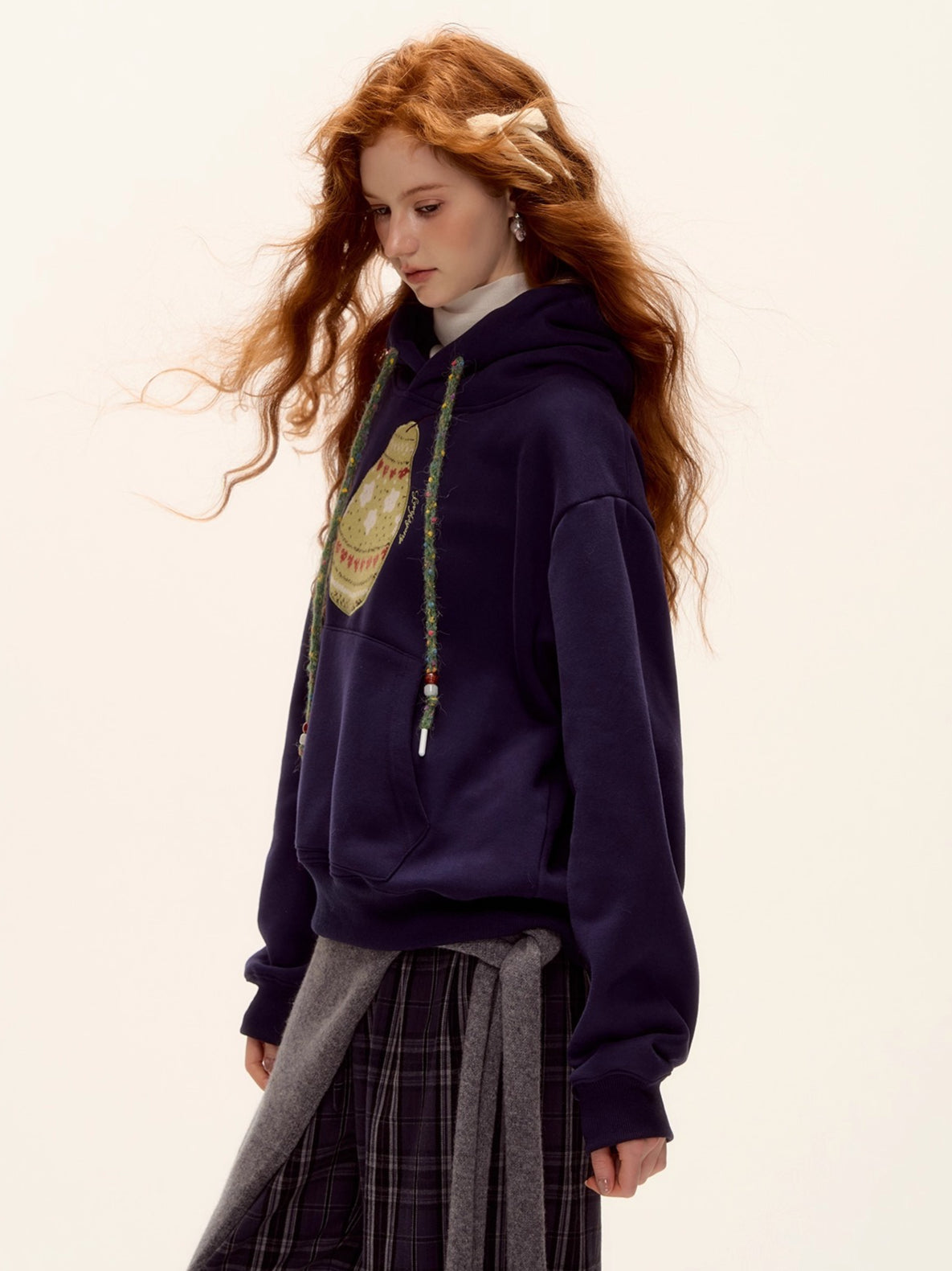 Brushed Fair Isle Knit Hoodie