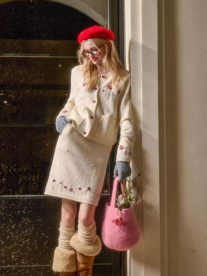 Wool-Blend Embroidered Knit Set