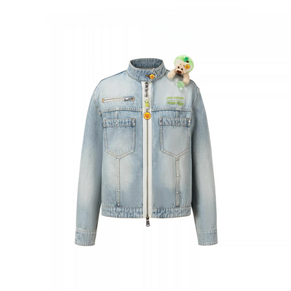 Zip-Up Vintage Denim Jacket