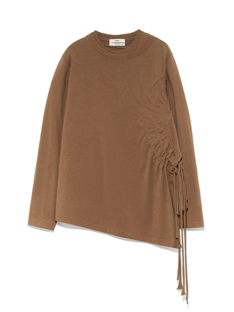 Ochre &amp; Light Brown Drawstring Long-Sleeve T-Shirt