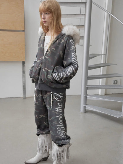 Faux-Fur Hooded Sweatshirt &amp; Sweatpants Set