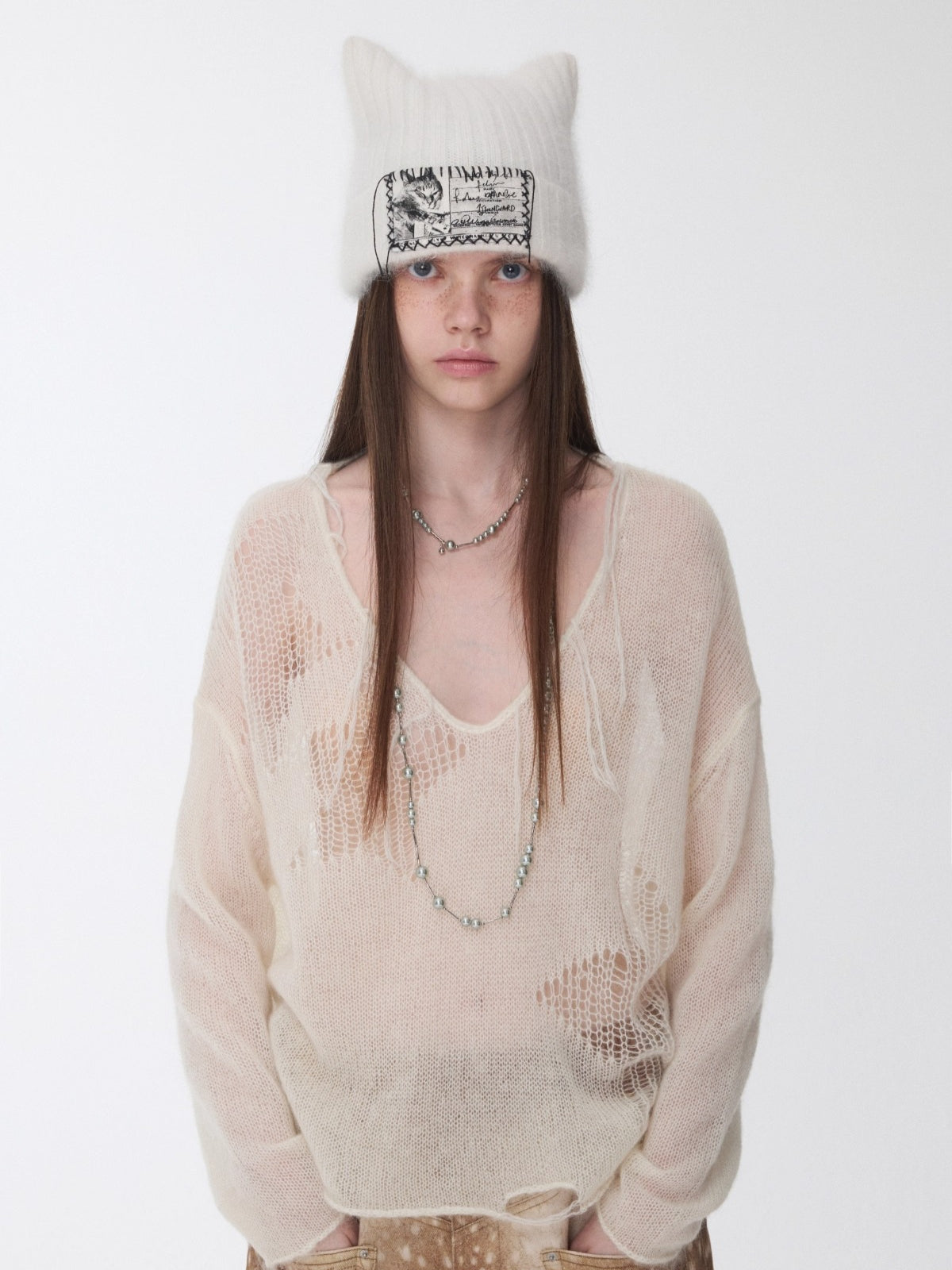 Cutout V-Neck Oversized Sweater