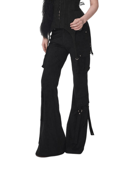 Studded Pocket Flared Utility Pants