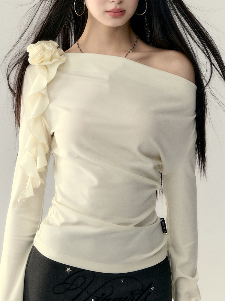 Rose Flower Ribbon Multi-Wear Long Sleeve T-shirt