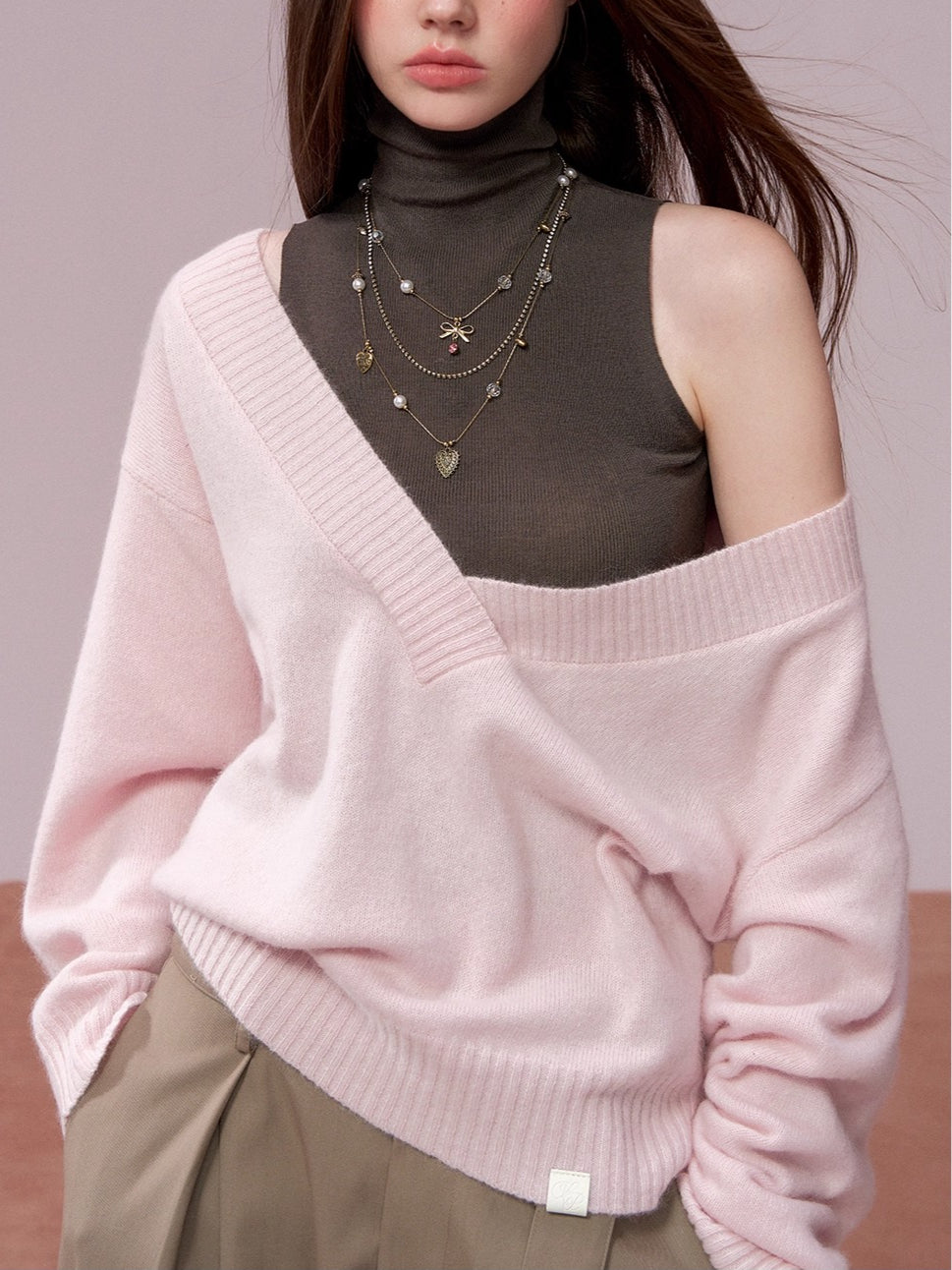 Wool Deep V-Neck Oversized Sweater