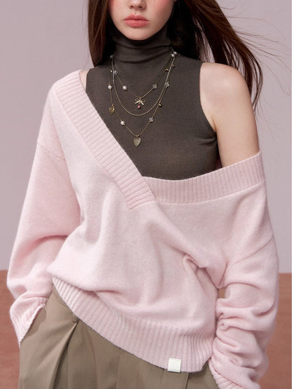 Wool Deep V-Neck Oversized Sweater
