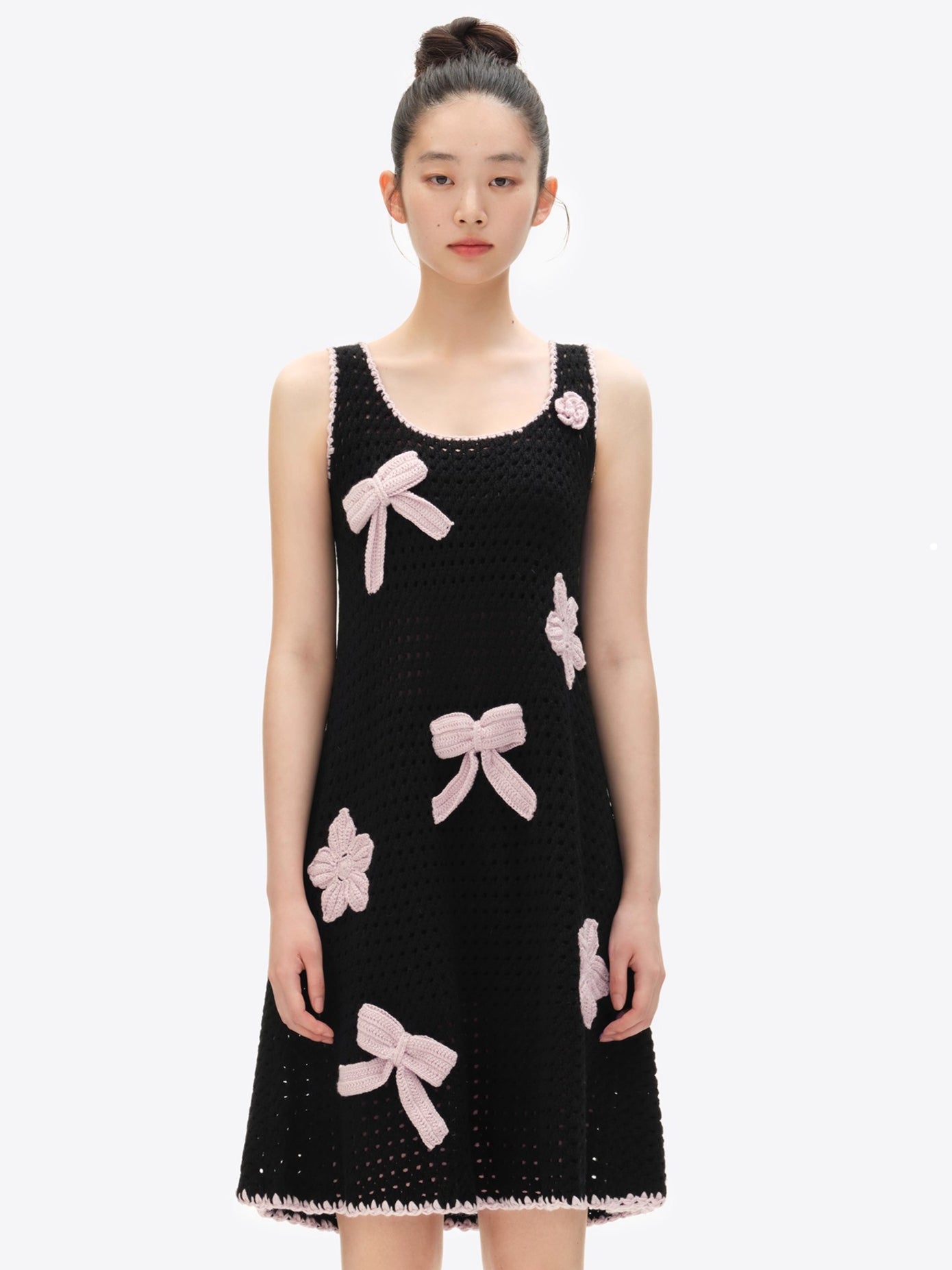 Crochet-Effect Knit Dress