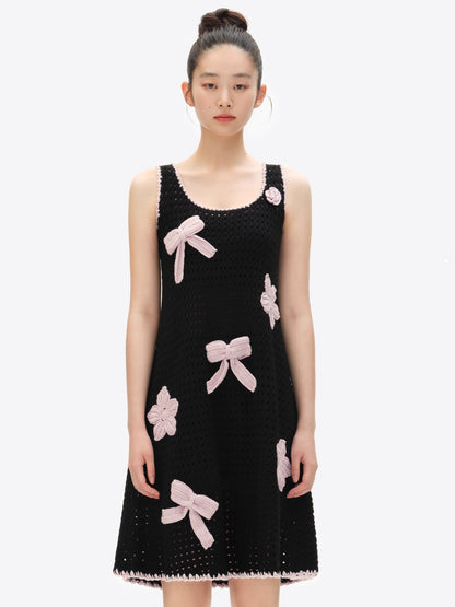 Crochet-Effect Knit Dress