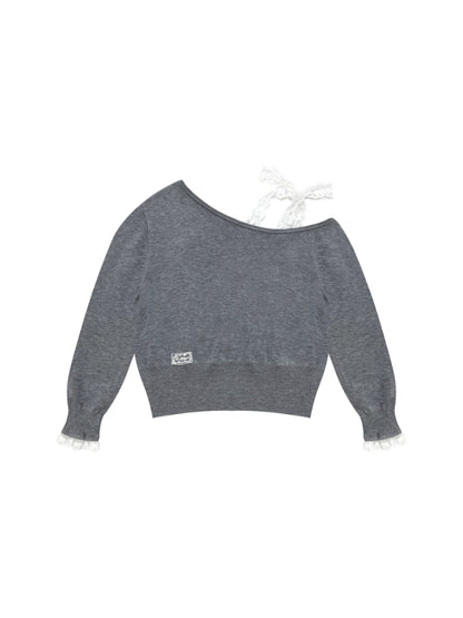 Lace-Up Shoulder Sweatshirt