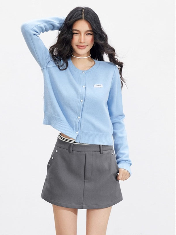Rolled-Edge Knit Cardigan