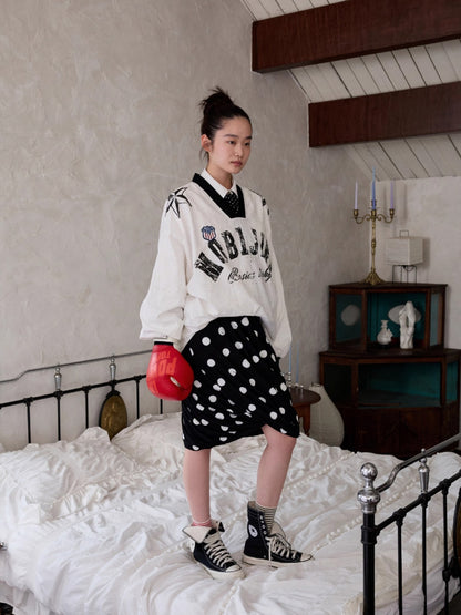 Polka Dot Knot Midi Skirt