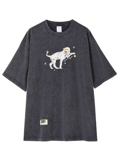Spotted Puppy Printed Short Sleeve T-shirt - CHINASQUAD