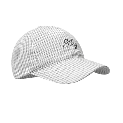 Embroidered Plaid Cotton Baseball Cap