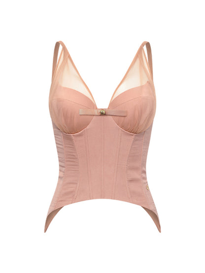 Strapped Waist-Cinching Midi Fish-Tail Half Skirt Set