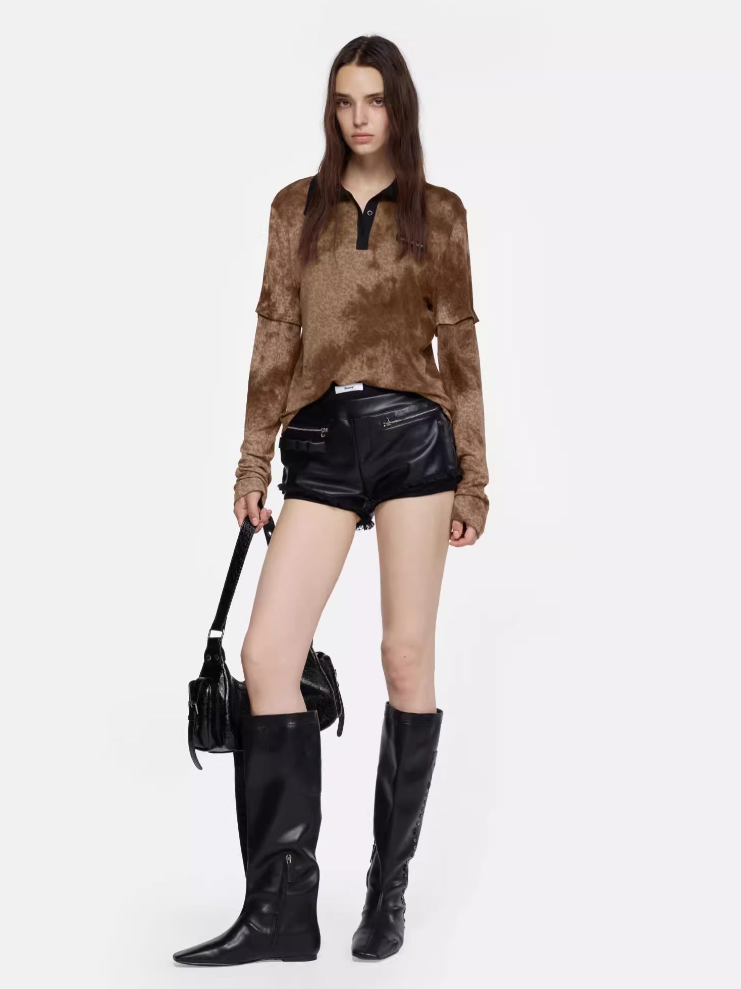 Flat Square-Toe Pocket-Detail Studded Boots