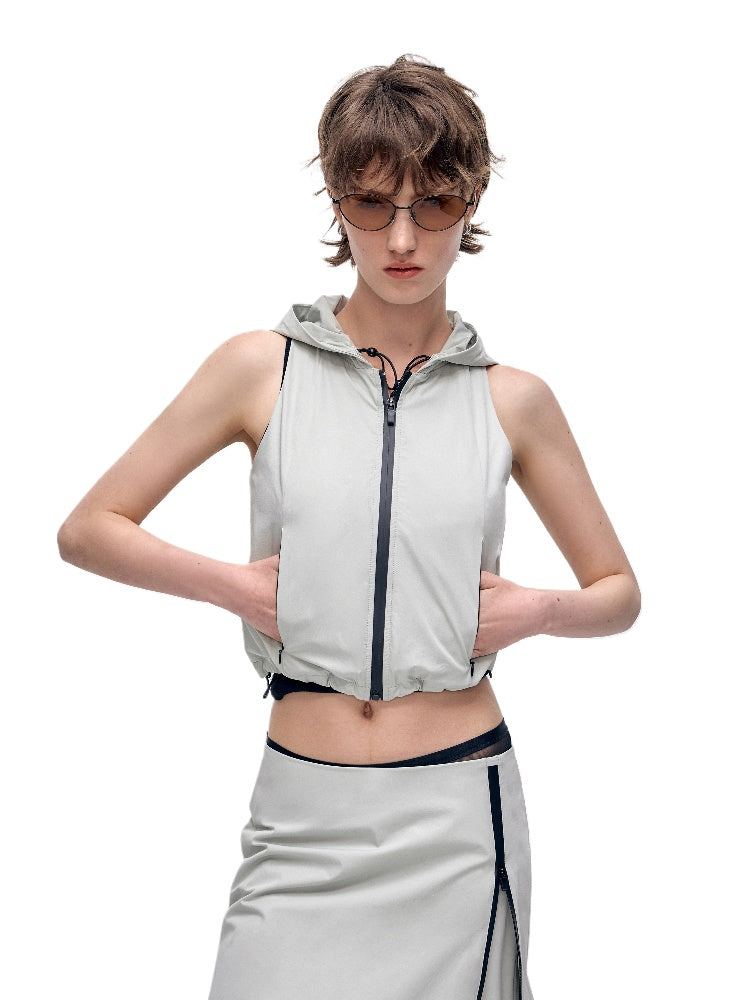 Sleeveless Hooded Zipper Double-layer Vest