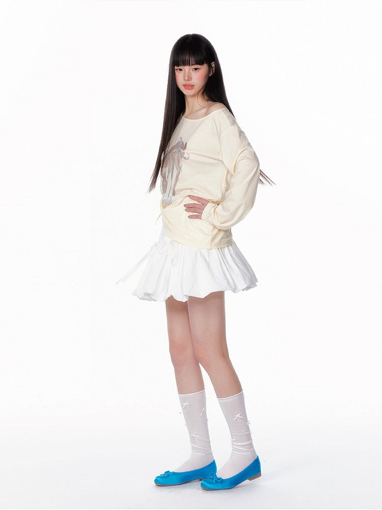 Bow Tie Waist Floral Bubble Skirt