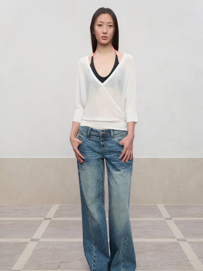 Layered Color Blocking U-Neck Halter Vest