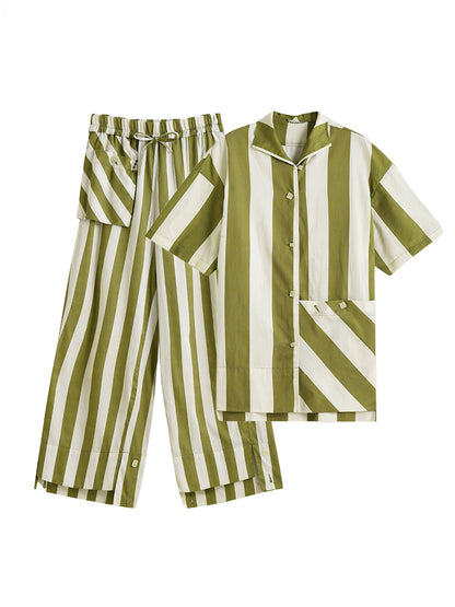 Striped Pajama Short-Sleeved Loungewear