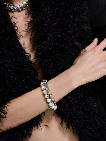 Wrapped Beaded Pearl Bracelet