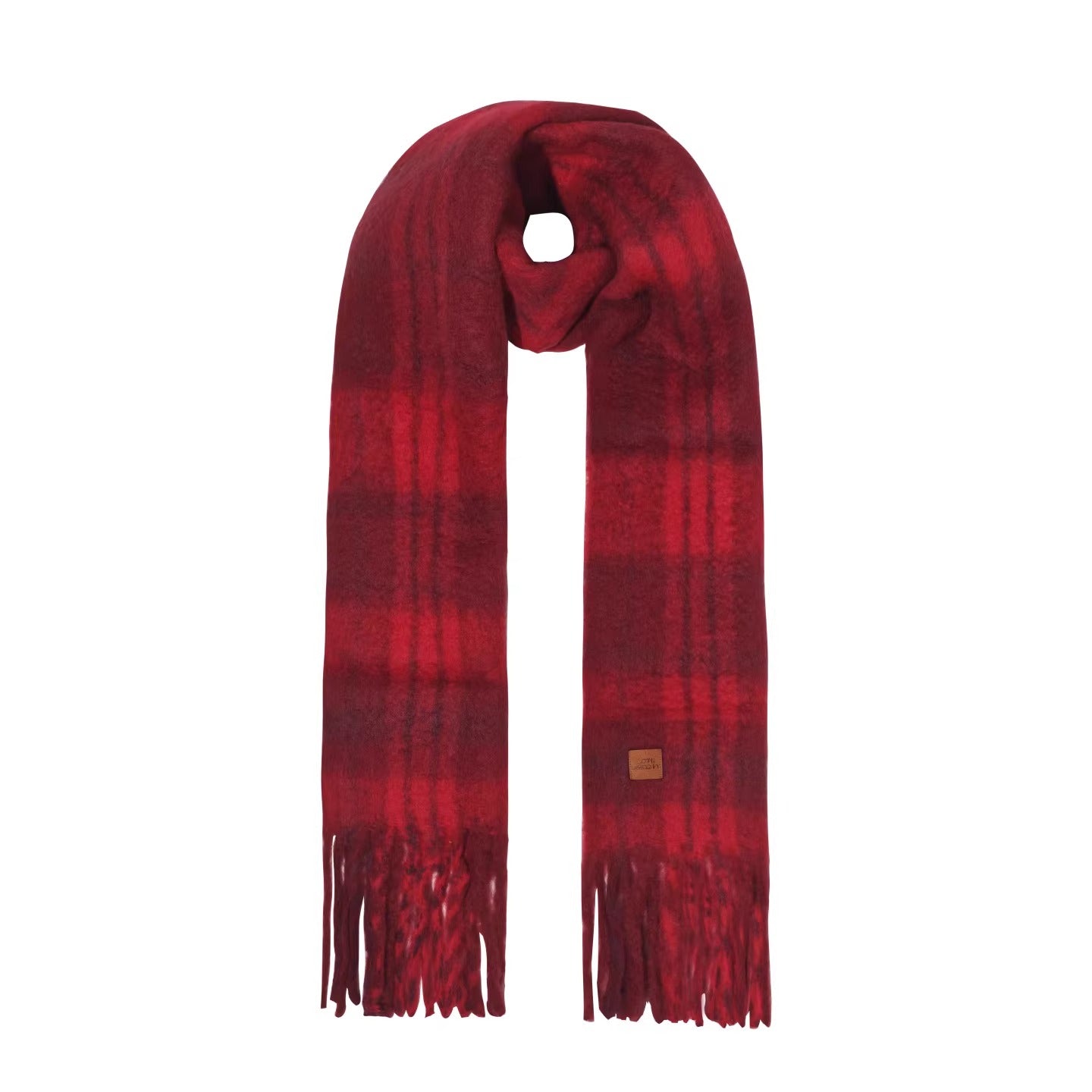 Vintage Wool-Blend Red Plaid Scarf