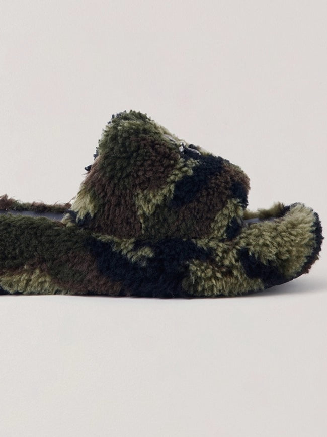 Cross Relic Shearling Heel Mules