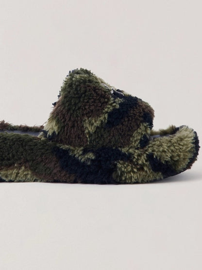 Cross Relic Shearling Heel Mules