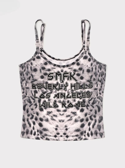 Leopard Print Sleeveless Outer - wear Sports Sling