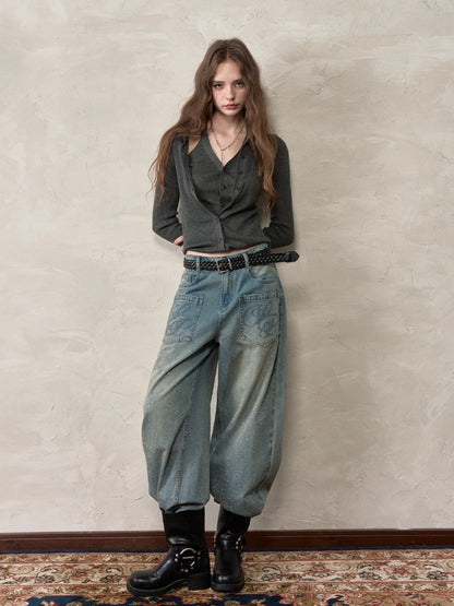 Layered Placket Faux Two-Piece Knit Cardgian