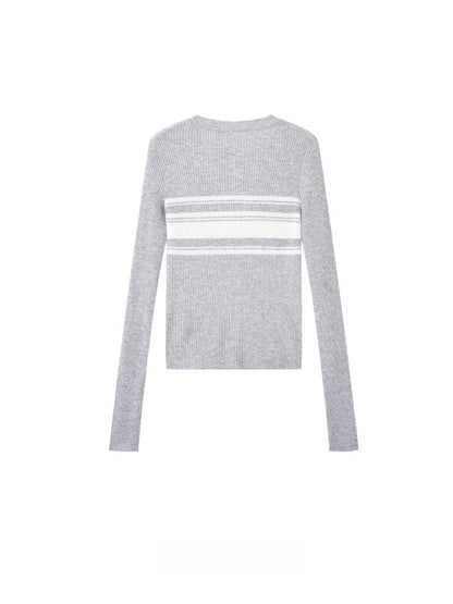 Marina Bay Striped Wool Knit Crewneck