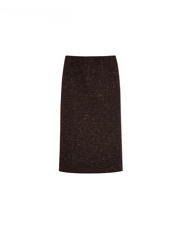 Brown Slim-Fit Straight Skirt