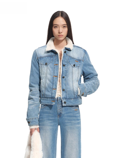 &quot;Caraval Series&quot; Washed Twill Denim Cotton-Padded Jacket