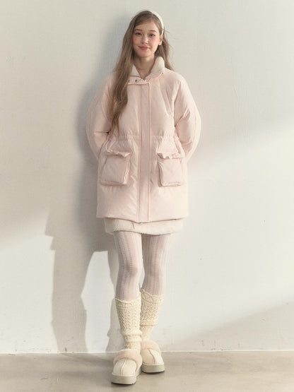 Blush Scarf-Hood Down Coat