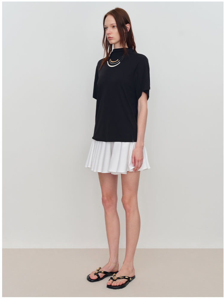 Slant One-Shoulder Swing Neck T-Shirt