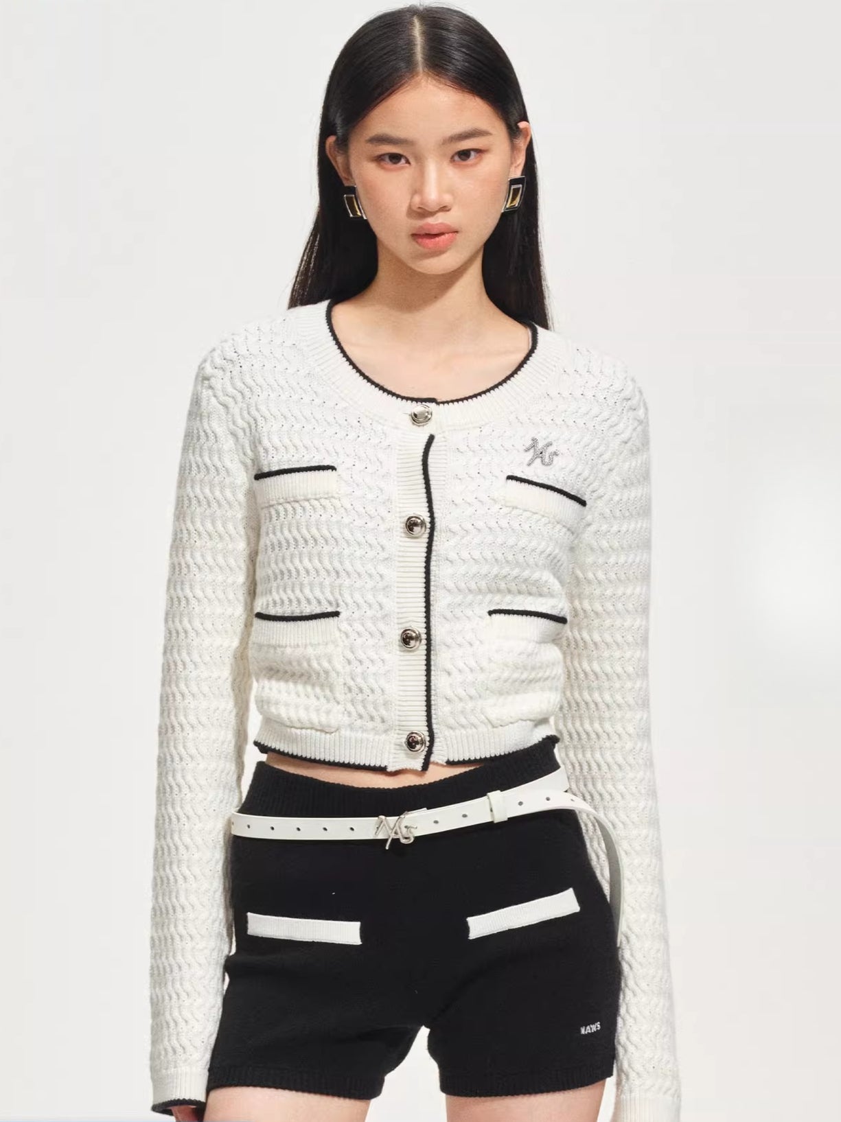 Wanderer Knight Cropped Cable-Knit Cardigan