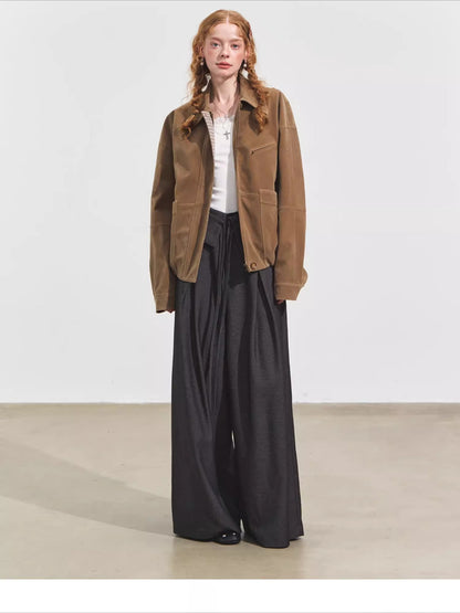 Suede Fog-Effect Oversized Jacket