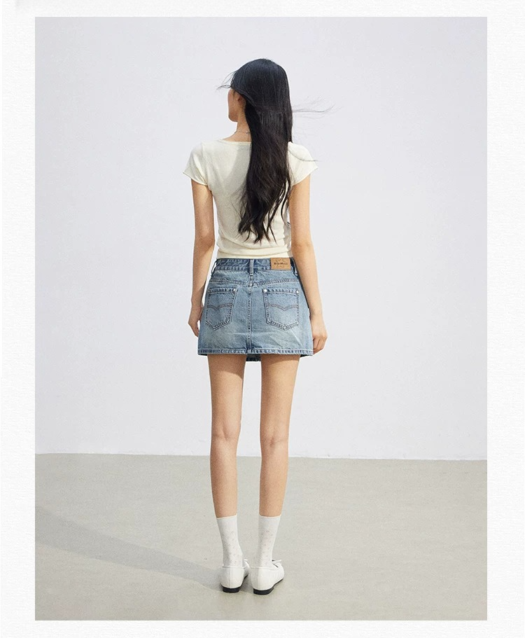 High-Waist Denim Skirt