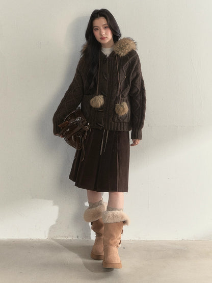 Textured Cable-Knit Wool Sweater