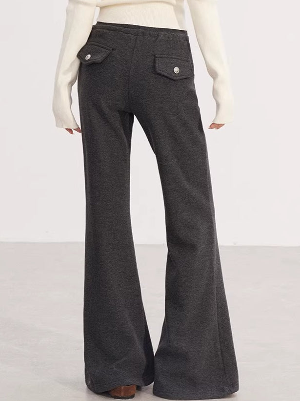 High-Waisted Fleece-Lined Micro-Flare Pants