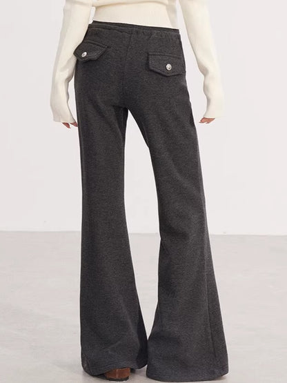 High-Waisted Fleece-Lined Micro-Flare Pants