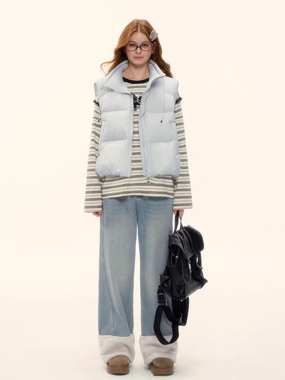 Straight-Leg Wide Denim Pants