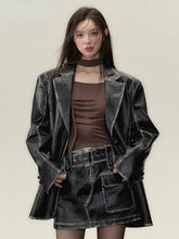 Faux Leather Jacket & Skirt Two-Piece Set - CHINASQUAD