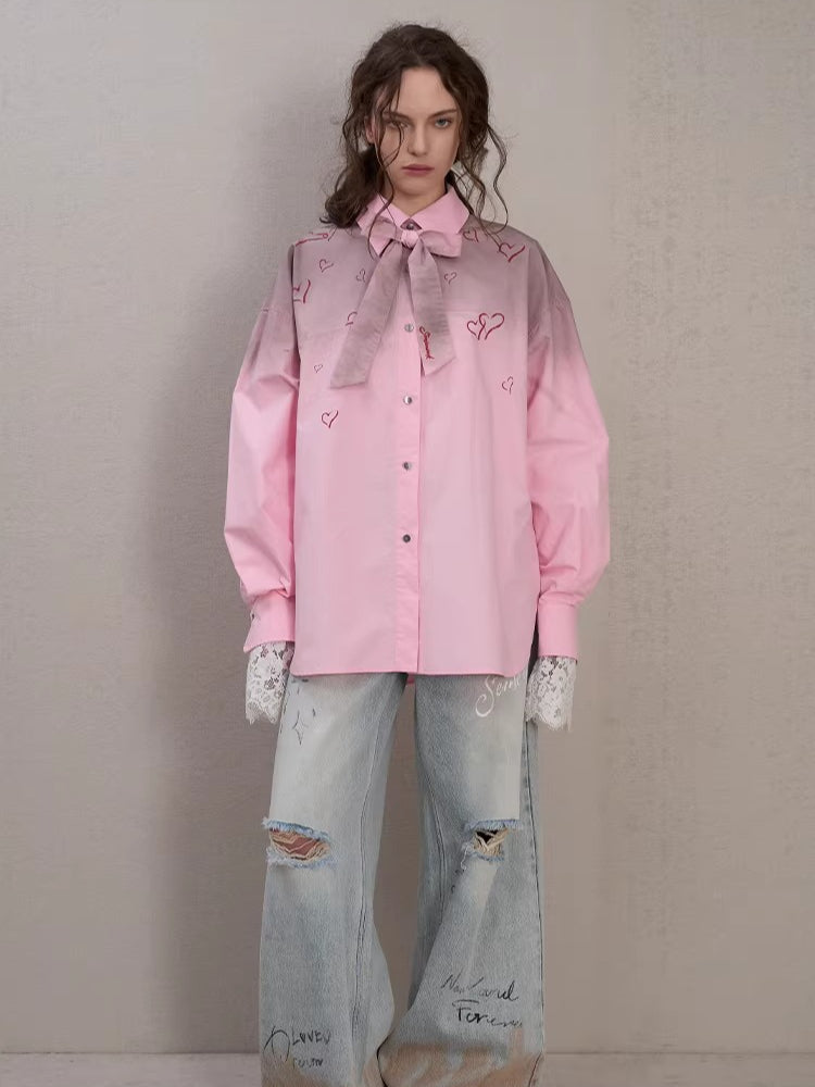 Graffiti Spray-Wash Wide-Leg Denim Jeans