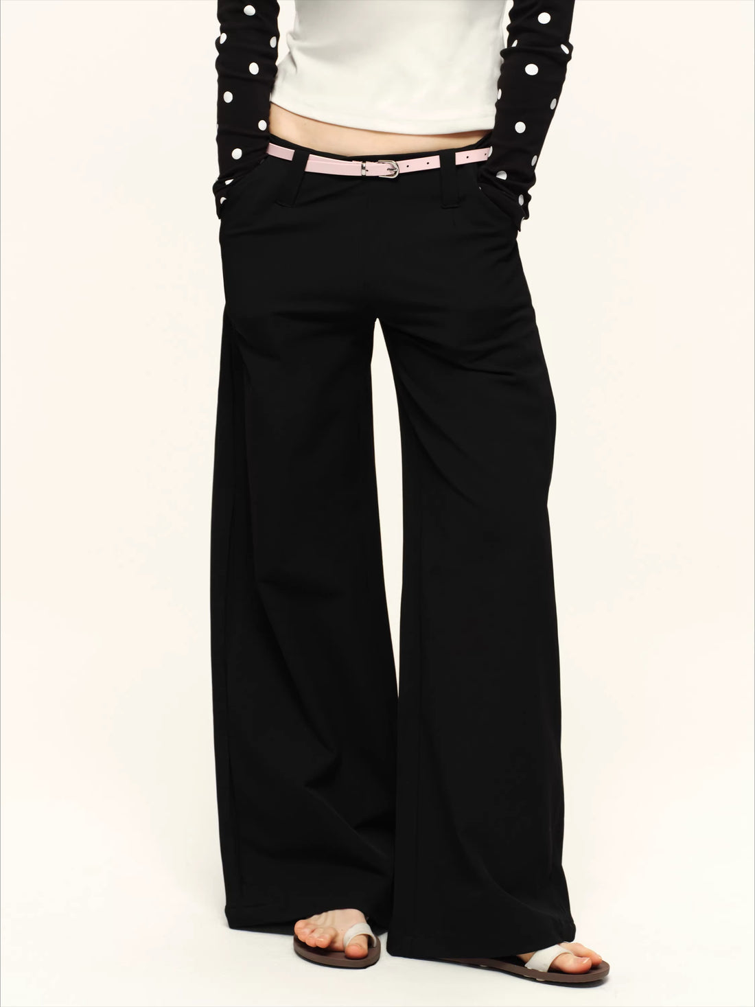 Low-Rise Fluid Tailored Wide-Leg Trousers