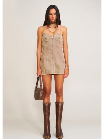 Rage Wild Origin Denim Dress Wild Cowboy Brown
