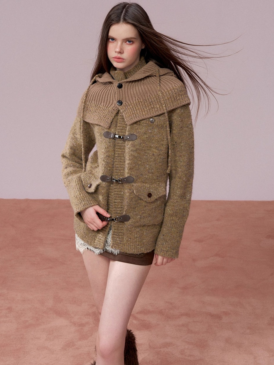 Knit Cardigan &amp; Hooded Cape Set