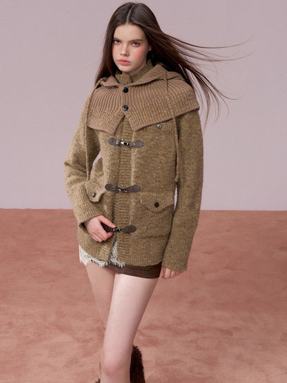 Knit Cardigan &amp; Hooded Cape Set