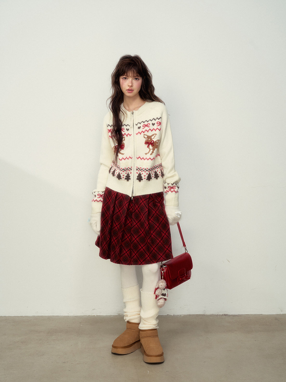 Fair Isle Deer Knit Cardigan